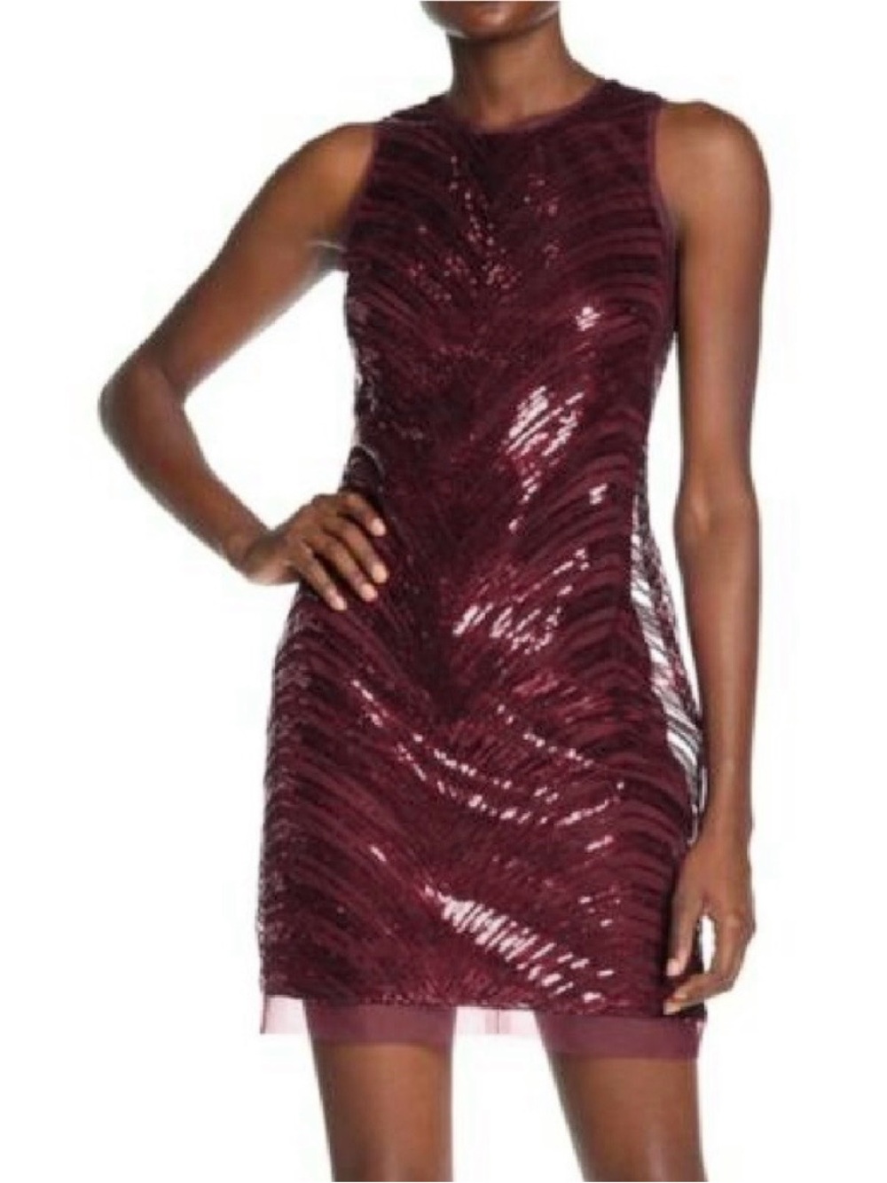 NWT Vince Camuto Sleeveless Sequin Mini Dress in Burgundy Plum